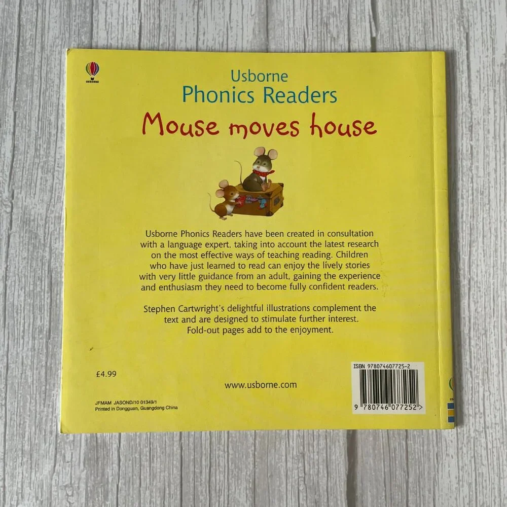 🍋 4/$20 Mouse Moves House Usborne Phonics Reader | Kids Books Childrens Books - Picture 6 of 7